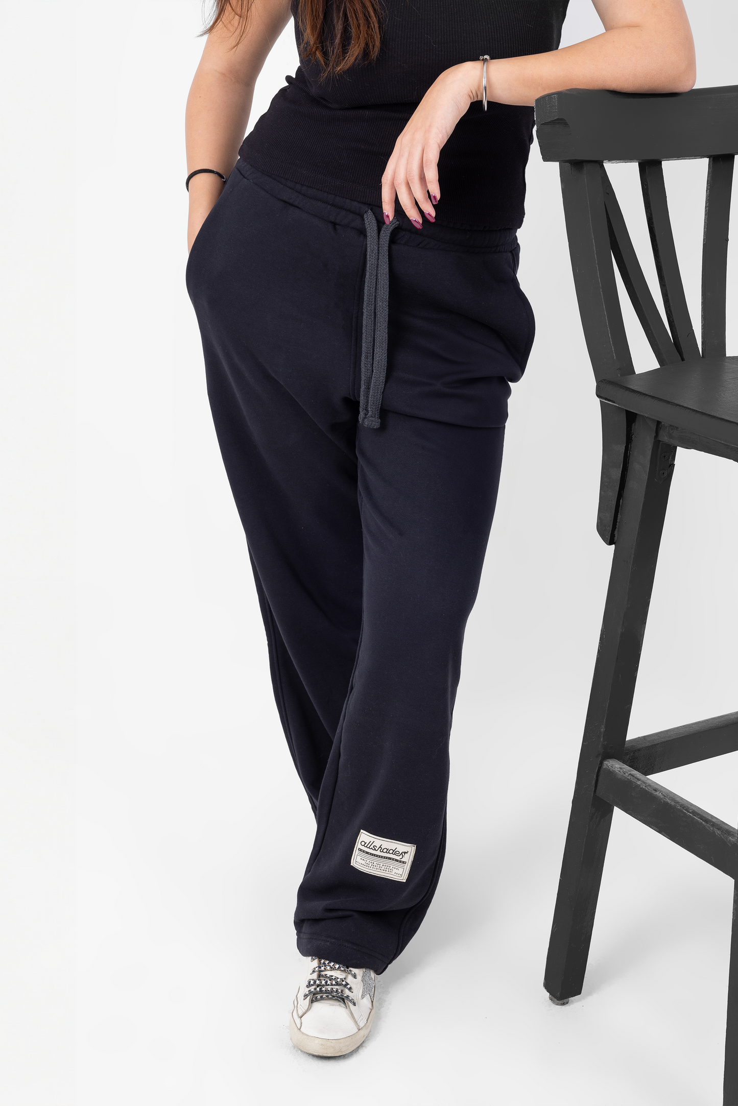 Black Relaxed Straight Leg Sweatpants