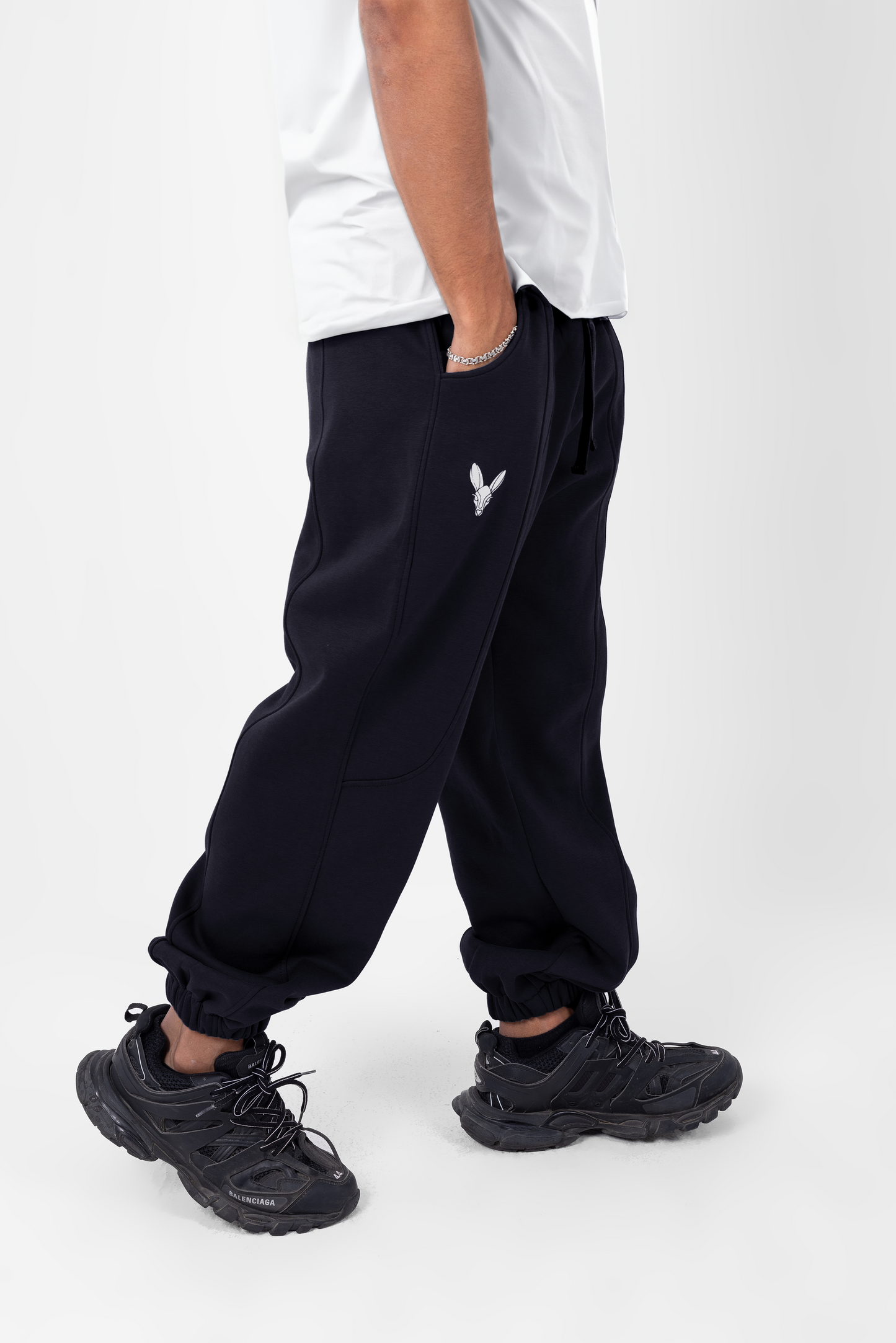 Black Elastic Cuffed Sweatpants